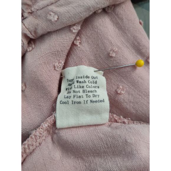 Perch by Blu Pepper Blouse Dusty Pink Swiss Dot Flouncy Flowy Long Sleeve 1XL - Picture 8 of 11